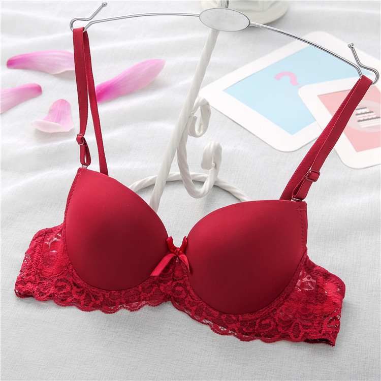 Glossy Lace Bra Japanese Style Girl Underwear Thin AB Cup Small Chest Push Up Sexy Women's Bra Summer-SLIQIA