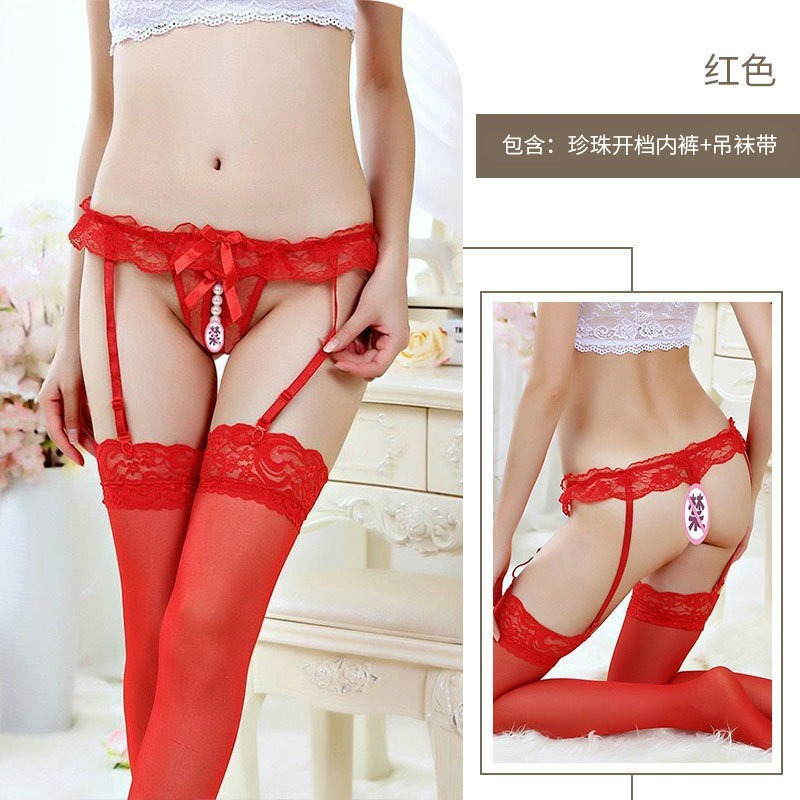 Sexy Lingerie Plus Size Black Lace Sexy Thong Low Waist Sexy Panties Open Crotch Hot Sexy Bow-SLIQIA