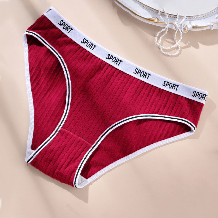 New Women's Pure Cotton Underwear Soft Comfortable Large Size Mid-Low Waist Sports Fitness Triangle Panties-SLIQIA