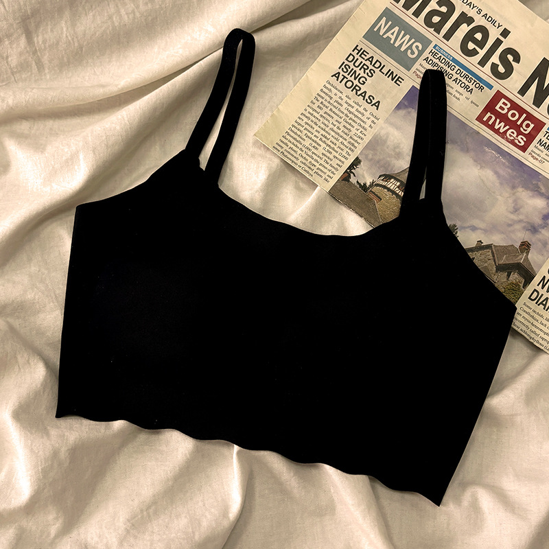 Classic Seamless Ice Silk Bra for Women and Girls, Strap Sports Bra without Underwire, Student Push-Up Tube Top, Small Vest