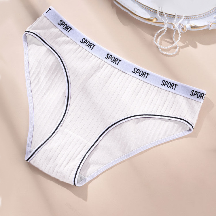 New Women's Pure Cotton Underwear Soft Comfortable Large Size Mid-Low Waist Sports Fitness Triangle Panties-SLIQIA