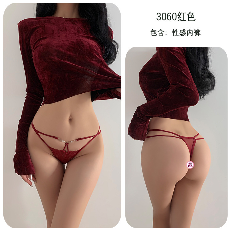 Long Night Sexy Lingerie Temptation No-Remove T-Pants Thong Open Crotch Sexy Underwear for Women Bed Passion-SLIQIA