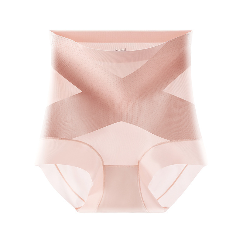 High Waist Glue Point Tummy Control Pants Cross Style Ice Silk Tummy Control Underwear Women Light Shaping Hip Lift 7A Mulberry Silk Antibacterial Body Shaping Pants