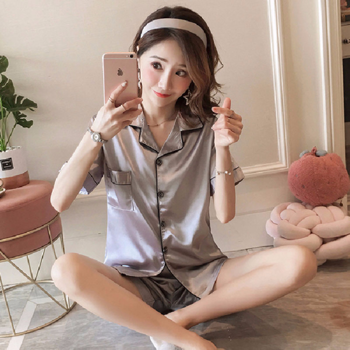 Spring Summer Ice Silk Pajamas for Women Long Sleeve 10 Colors Plus Size Loose M-5XL Homewear Imitation Silk Set Autumn