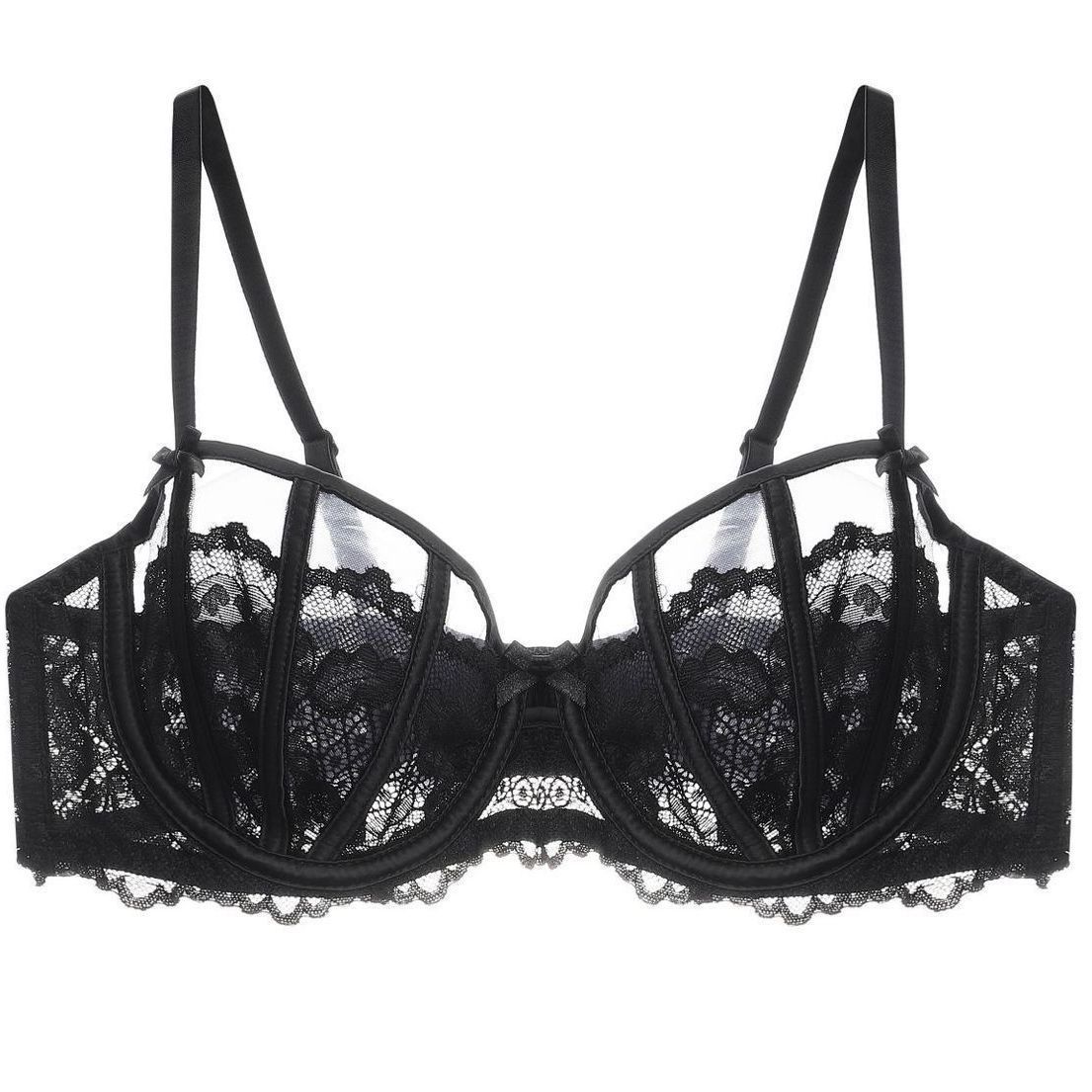 French Style Bra Push-Up Women's Ultra-Thin Large Bust Underwire Sexy Lace Bra Set for Sagging Pure Desire