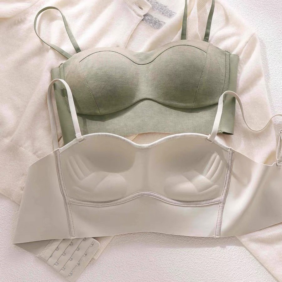 Thin Strap Bra for Women, Small Chest Push-Up, Enhancing, Side Breast Collection, Anti-Sagging, Wireless, Seamless, Tube Top Style Bra