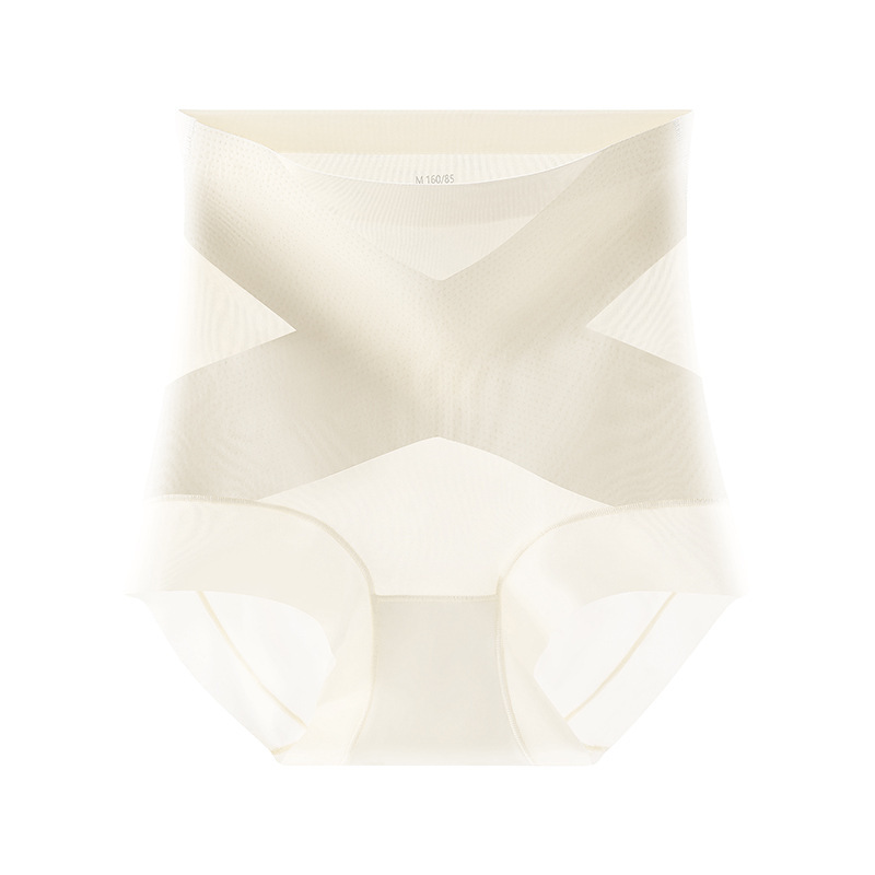 High Waist Glue Point Tummy Control Pants Cross Style Ice Silk Tummy Control Underwear Women Light Shaping Hip Lift 7A Mulberry Silk Antibacterial Body Shaping Pants