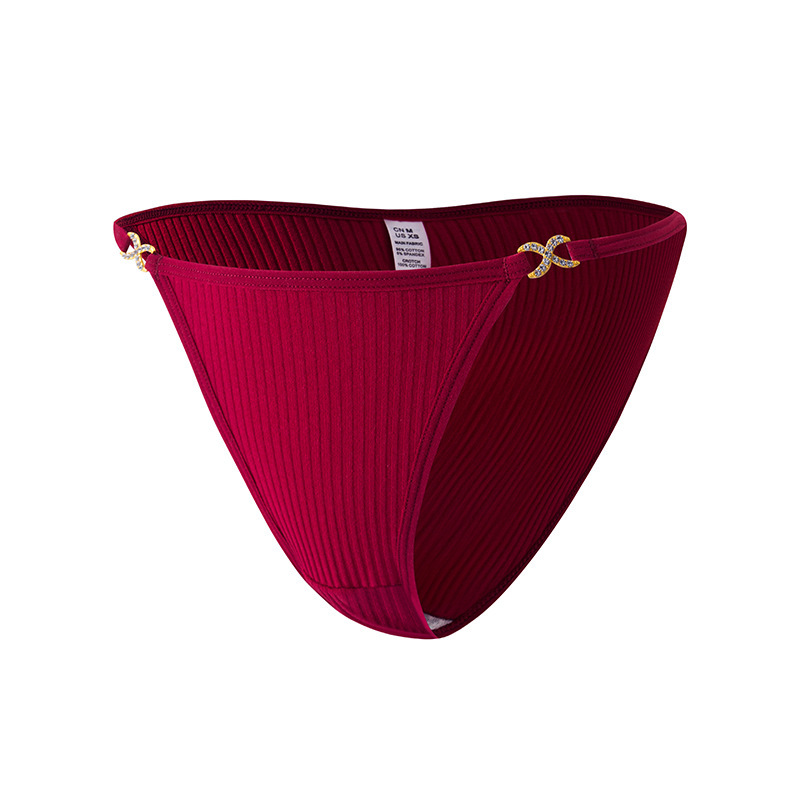 Sexy Decorative Women's Triangle Panties Solid Color Comfortable Breathable Seamless High Elastic Thin Strap Pure Cotton Women's Panties-SLIQIA