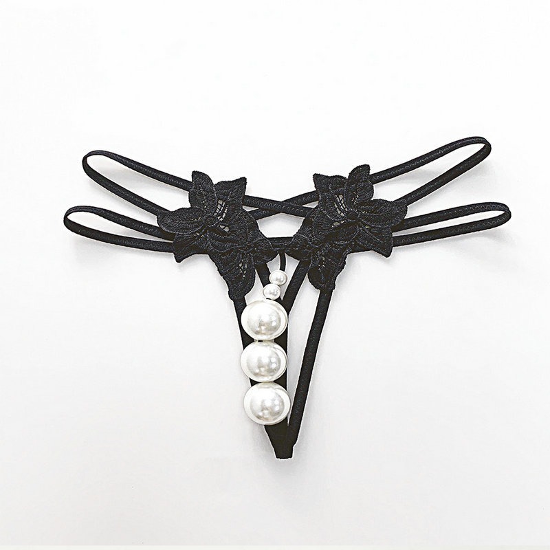 Sexy Lingerie Plus Size Black Lace Sexy Thong Low Waist Sexy Panties Open Crotch Hot Sexy Bow-SLIQIA