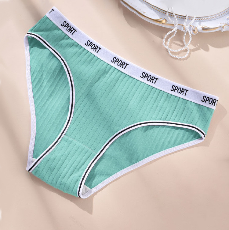 New Women's Pure Cotton Underwear Soft Comfortable Large Size Mid-Low Waist Sports Fitness Triangle Panties-SLIQIA