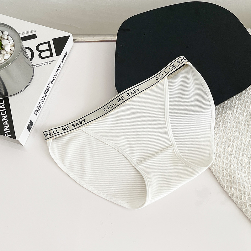 Nordic Sports Style Long Legs 8506 Simple High-Slit Ribbed Girl Mid-Waist Panties 7A Cotton Crotch Triangle Briefs-SLIQIA