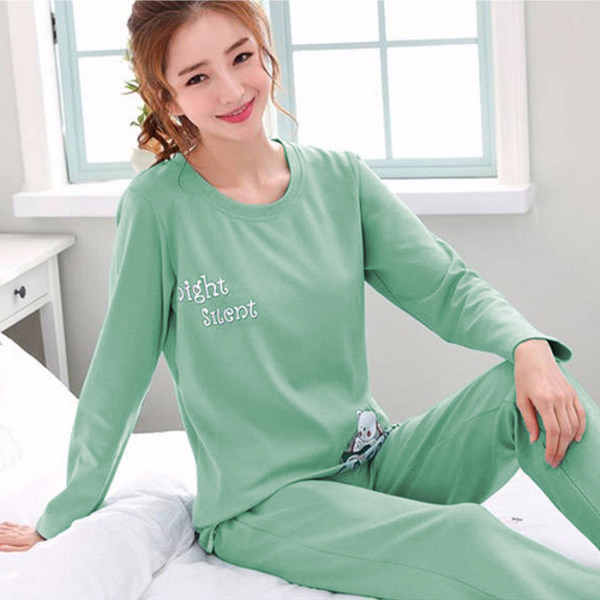 Spring and Autumn New Long Sleeve Pajamas Women's Trousers plus Size Cute Cartoon Pajamas Women's Winter Homewear Suit 