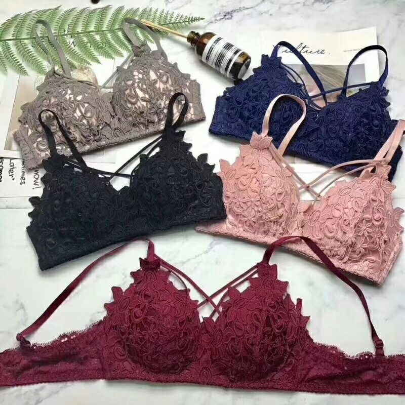Factory Direct Sale Secret Love Wireless Bra Small Chest Embroidery Push-Up Sexy Thin Triangle Cup Women's Bra Set