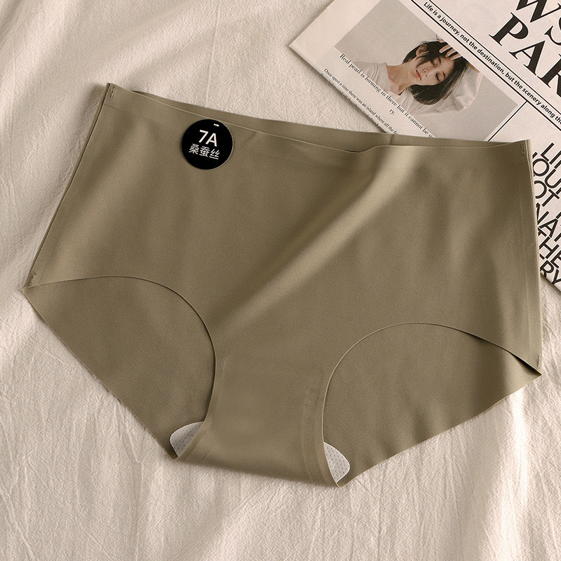 7A Antibacterial Comfortable Crotch Mid-Waist Seamless Ice Silk Underwear Skin-Friendly 100% Antibacterial Breathable Women's Briefs