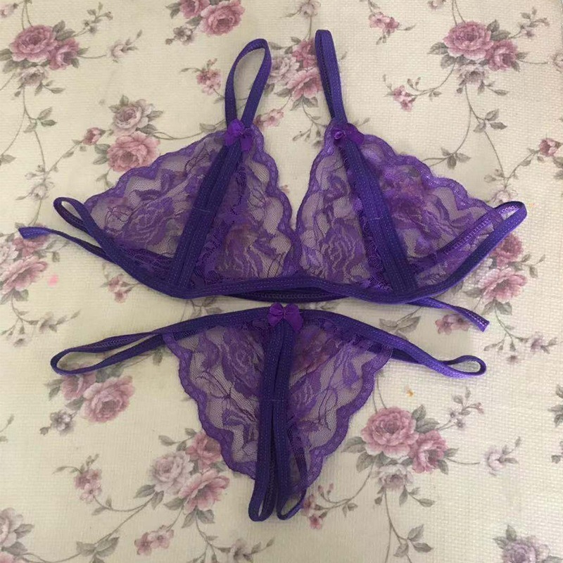 Sexy Lingerie Plus Size Black Lace Sexy Thong Low Waist Sexy Panties Open Crotch Hot Sexy Bow-SLIQIA