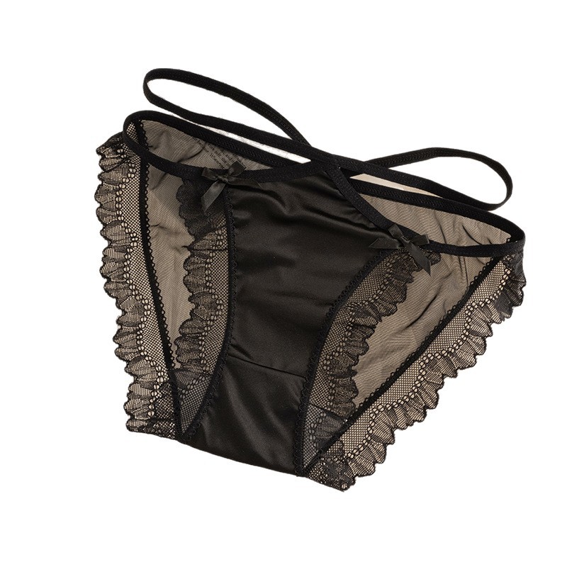 Ultra-thin Seamless Lace Panties Low Waist Tie Triangle Panties Pure Desire Style Sexy Mesh Comfortable Breathable -SLIQIA