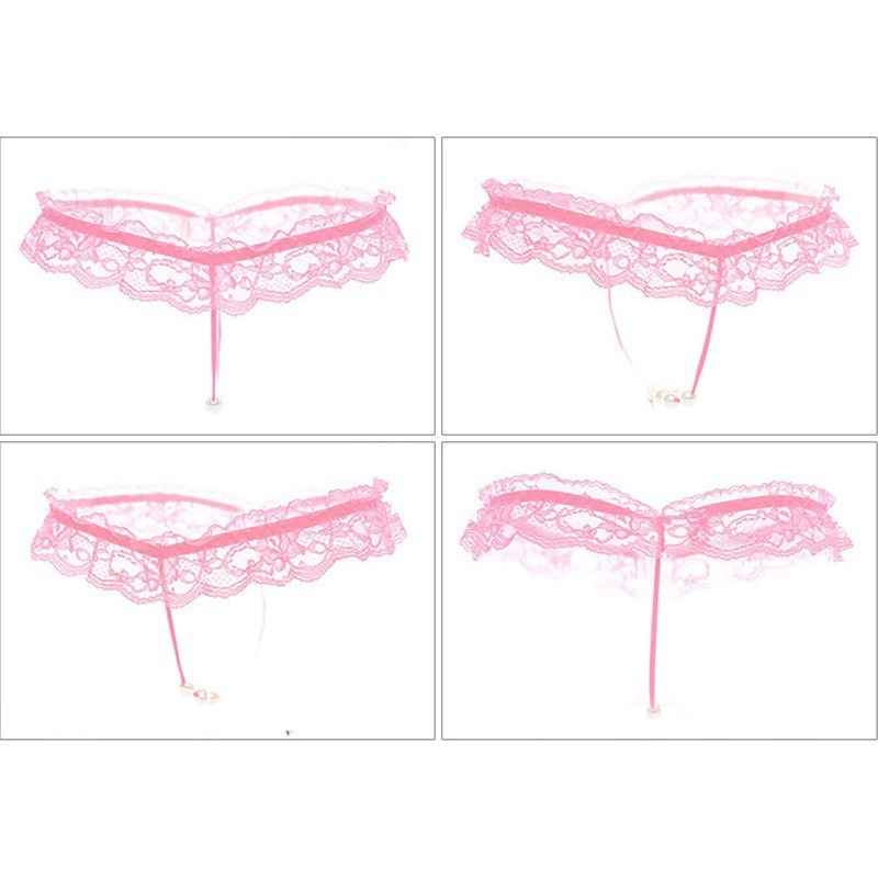 Sexy Lingerie Plus Size Black Lace Sexy Thong Low Waist Sexy Panties Open Crotch Hot Sexy Bow-SLIQIA