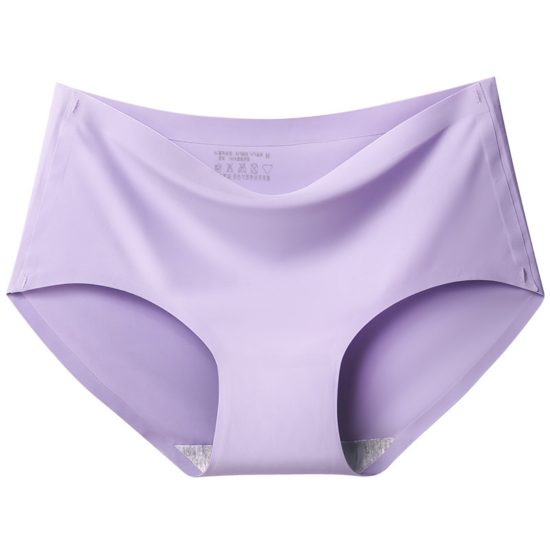 Seamless Plus Size Ice Silk Women's One-Piece Solid Color Comfortable Breathable Cotton Crotch Triangle Panties-SLIQIA