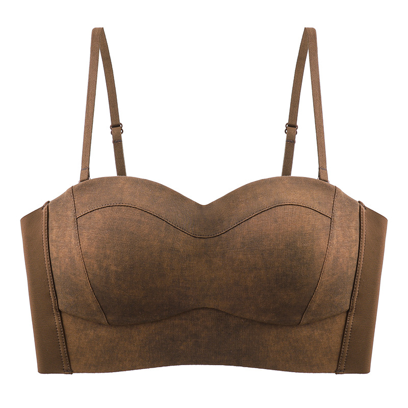 Thin Strap Bra for Women, Small Chest Push-Up, Enhancing, Side Breast Collection, Anti-Sagging, Wireless, Seamless, Tube Top Style Bra