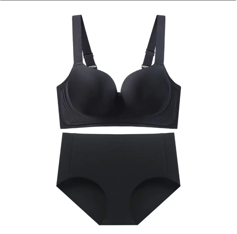 Seamless Bra for Women with Large Busts, Minimizing Small Busts, Thin Fixed Cup, Comfortable, Push-Up, Side Breast Collection, Anti-Sagging Bra Set