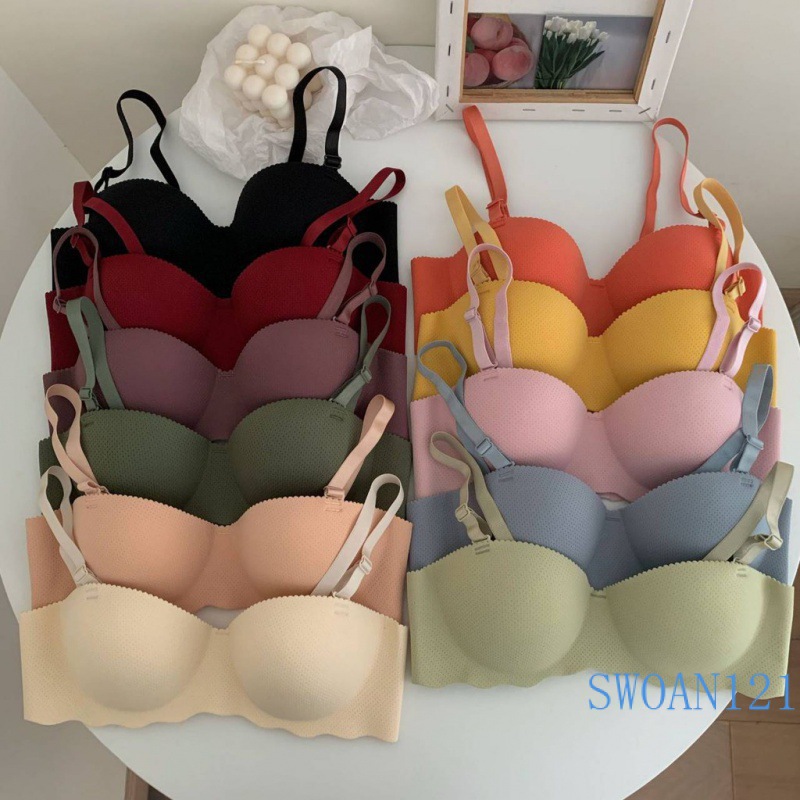  One-Piece Seamless Bra for Women Candy Color Teenage Small Chest Push-Up Wireless Bra-SLIQIA