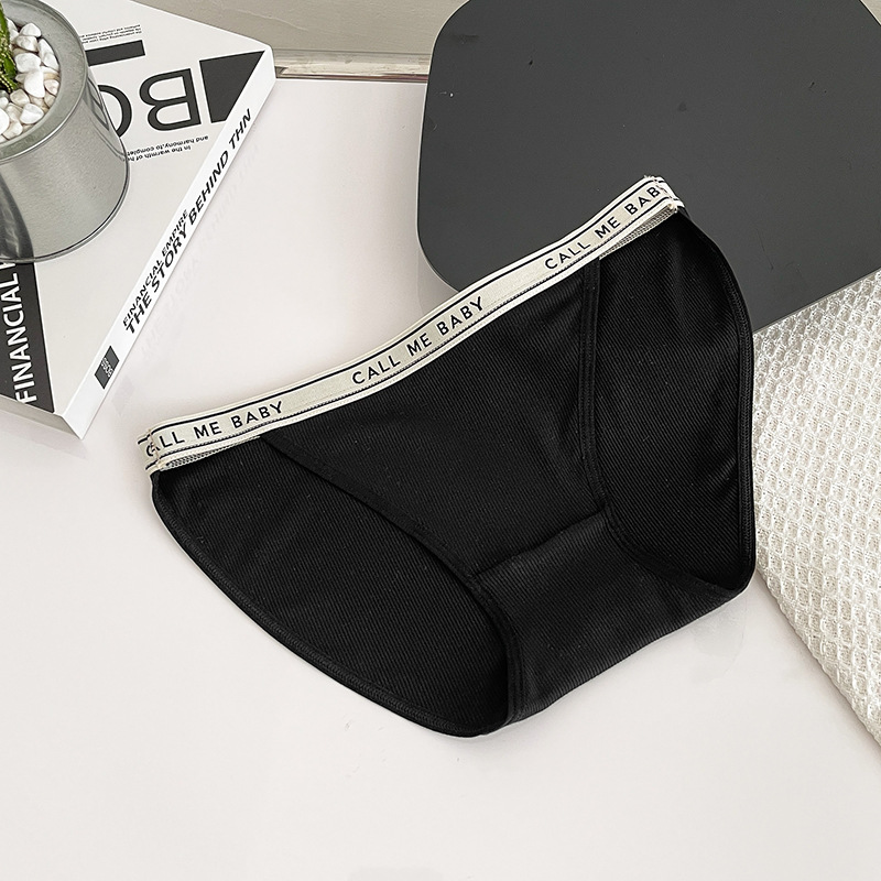 Nordic Sports Style Long Legs 8506 Simple High-Slit Ribbed Girl Mid-Waist Panties 7A Cotton Crotch Triangle Briefs-SLIQIA