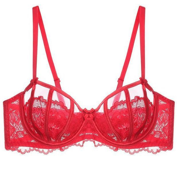 French Style Bra Push-Up Women's Ultra-Thin Large Bust Underwire Sexy Lace Bra Set for Sagging Pure Desire