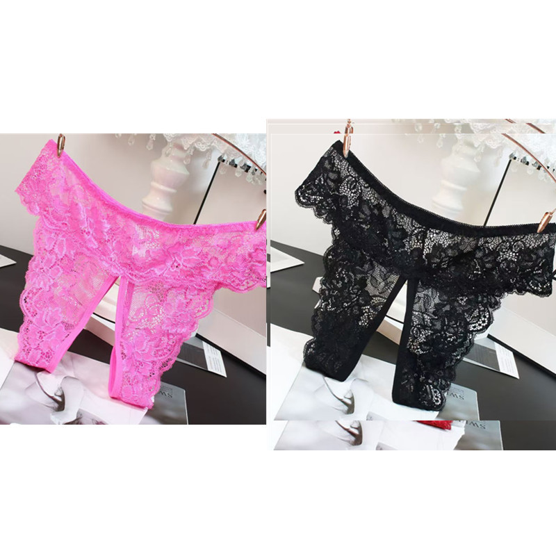  Women's Lingerie Lace Temptation Sexy Hip-Exposing Passionate Fun Panties Crotchless -SLIQIA