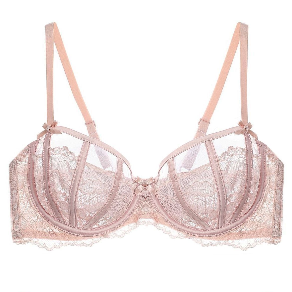 French Style Bra Push-Up Women's Ultra-Thin Large Bust Underwire Sexy Lace Bra Set for Sagging Pure Desire