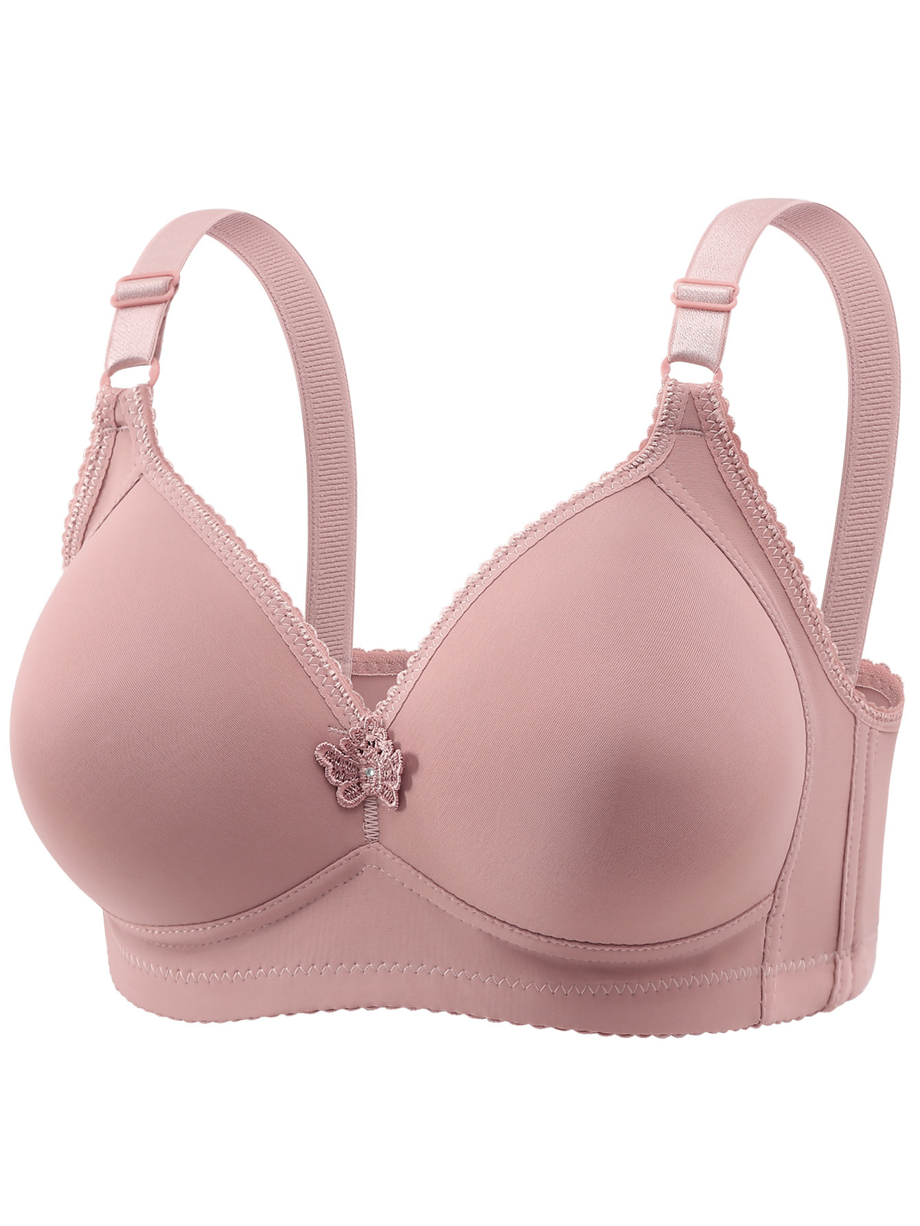 Thin Cotton Cup Plus Size Side Breast Adjustment Bra Lace Push-Up Wireless Sexy Women's Underwear -SLIQIA