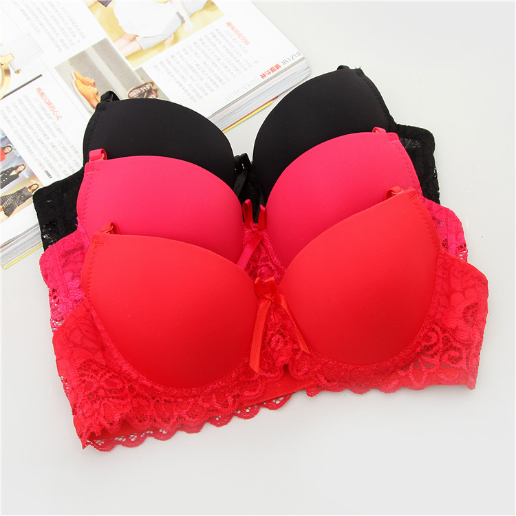 Glossy Lace Bra Japanese Style Girl Underwear Thin AB Cup Small Chest Push Up Sexy Women's Bra Summer-SLIQIA