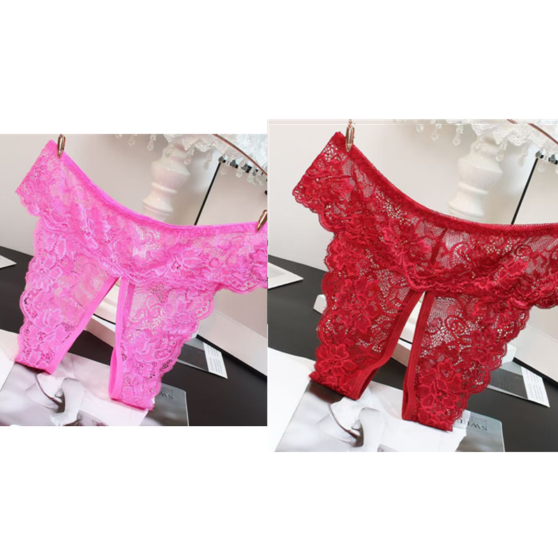  Women's Lingerie Lace Temptation Sexy Hip-Exposing Passionate Fun Panties Crotchless -SLIQIA