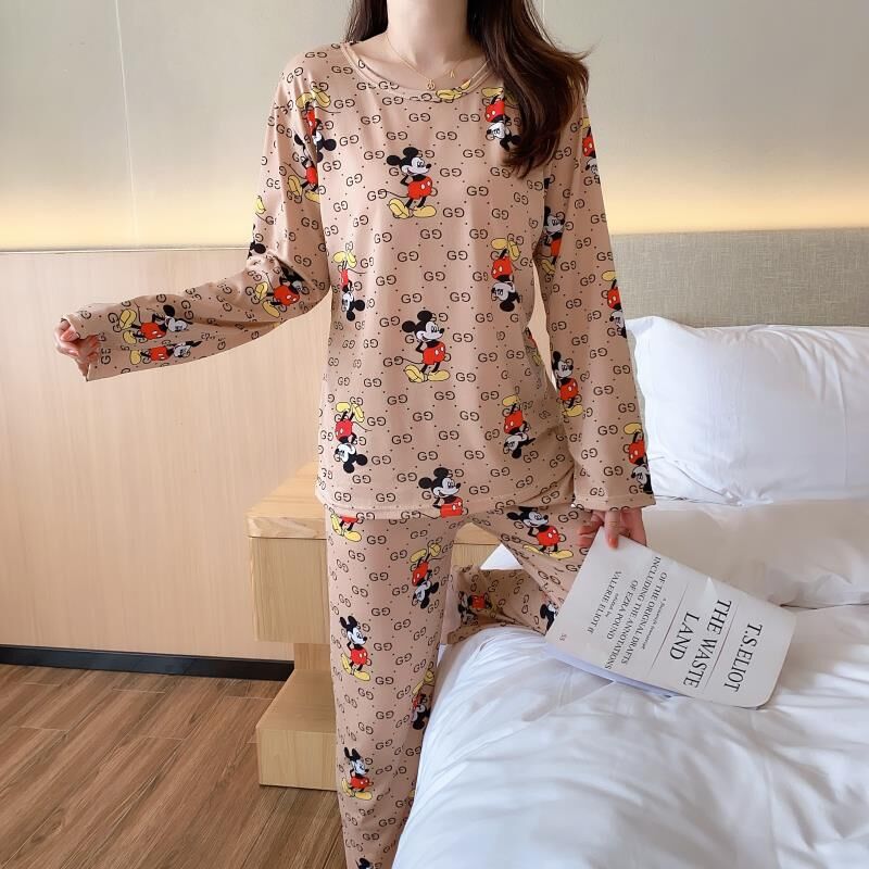 Spring and Autumn New Long Sleeve Pajamas Women's Trousers plus Size Cute Cartoon Pajamas Women's Winter Homewear Suit 