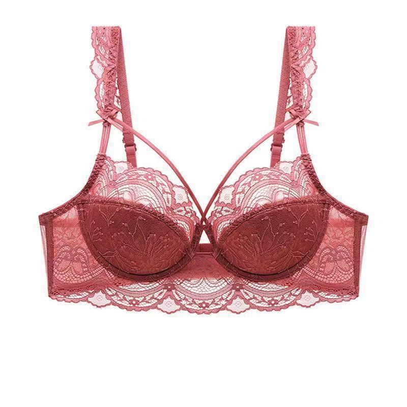 Pure Desire Lace Plus Size Sexy Lingerie for Women, Thin Push-Up Bra Set for Side Breast Collection, Minimizing Large Bust-SLIQIA