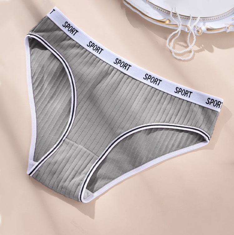 New Women's Pure Cotton Underwear Soft Comfortable Large Size Mid-Low Waist Sports Fitness Triangle Panties-SLIQIA