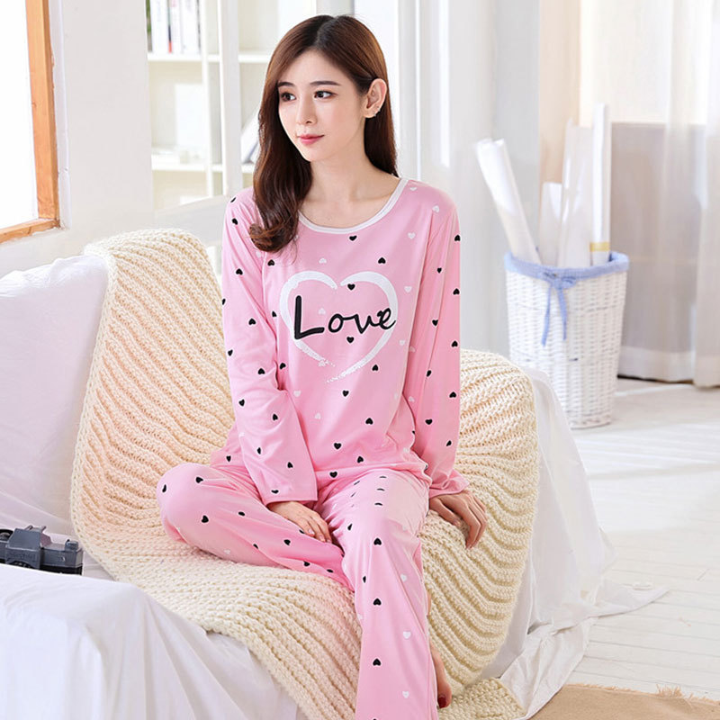 Spring and Autumn New Long Sleeve Pajamas Women's Trousers plus Size Cute Cartoon Pajamas Women's Winter Homewear Suit 