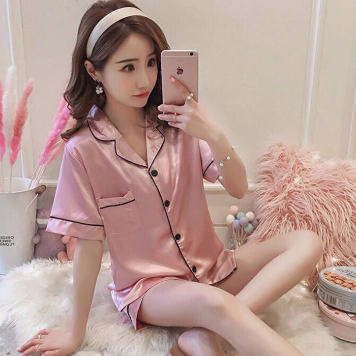 Spring Summer Ice Silk Pajamas for Women Long Sleeve 10 Colors Plus Size Loose M-5XL Homewear Imitation Silk Set Autumn
