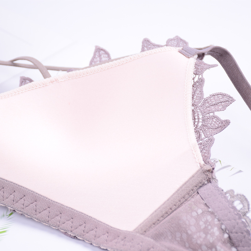 Factory Direct Sale Secret Love Wireless Bra Small Chest Embroidery Push-Up Sexy Thin Triangle Cup Women's Bra Set