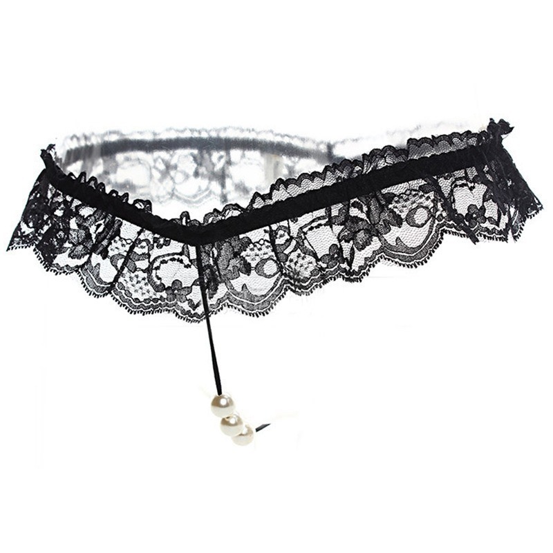 Sexy Lingerie Plus Size Black Lace Sexy Thong Low Waist Sexy Panties Open Crotch Hot Sexy Bow-SLIQIA