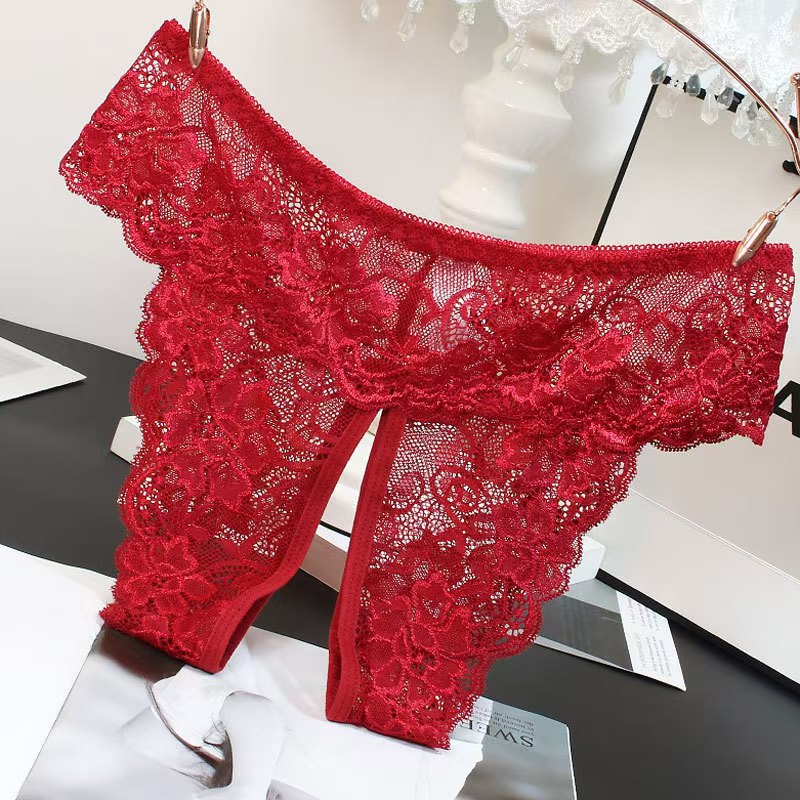  Women's Lingerie Lace Temptation Sexy Hip-Exposing Passionate Fun Panties Crotchless -SLIQIA