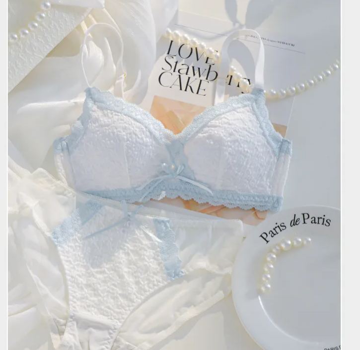 Women's Underwear Small Chest Push-Up Lace Wireless Thin Bra Set with Side Support Anti-Sagging for Girls