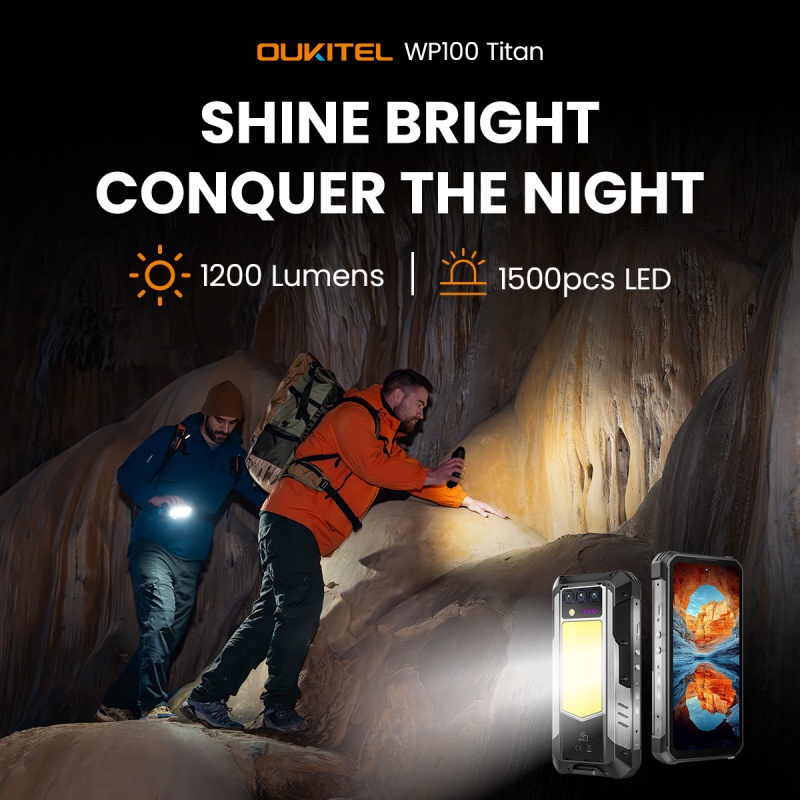 Oukitel WP100 Titan: a rugged phone with a 33,000 mAh battery and a projector