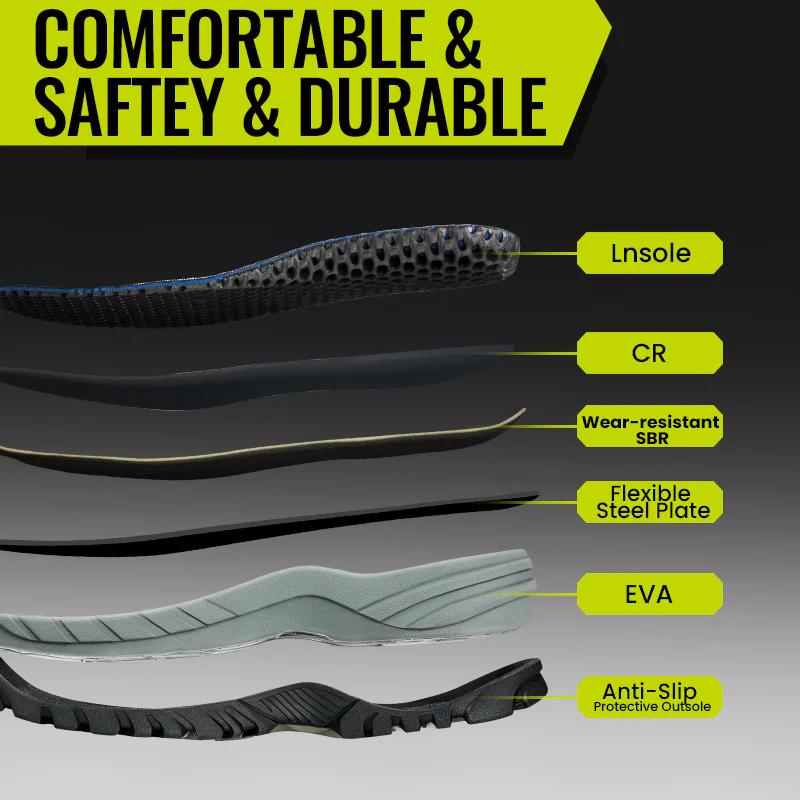 TIDEWE Work Boots Puncture-Proof with Steel Toe & Shank, Waterproof Anti Slip Rubber Boots for men worker, 6mm Neoprene Outdoor Boots Boy Footwear Walking Shoes Comfort Rain Shoes for Men steel toe boot men s boots work Closed Onyx