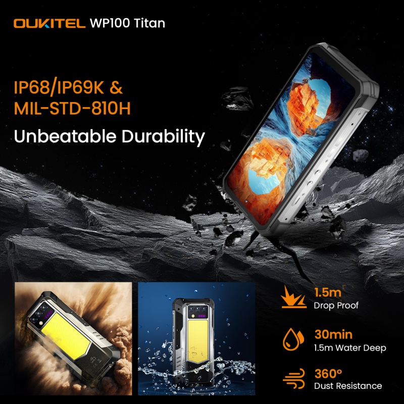 Oukitel WP100 Titan: a rugged phone with a 33,000 mAh battery and a projector