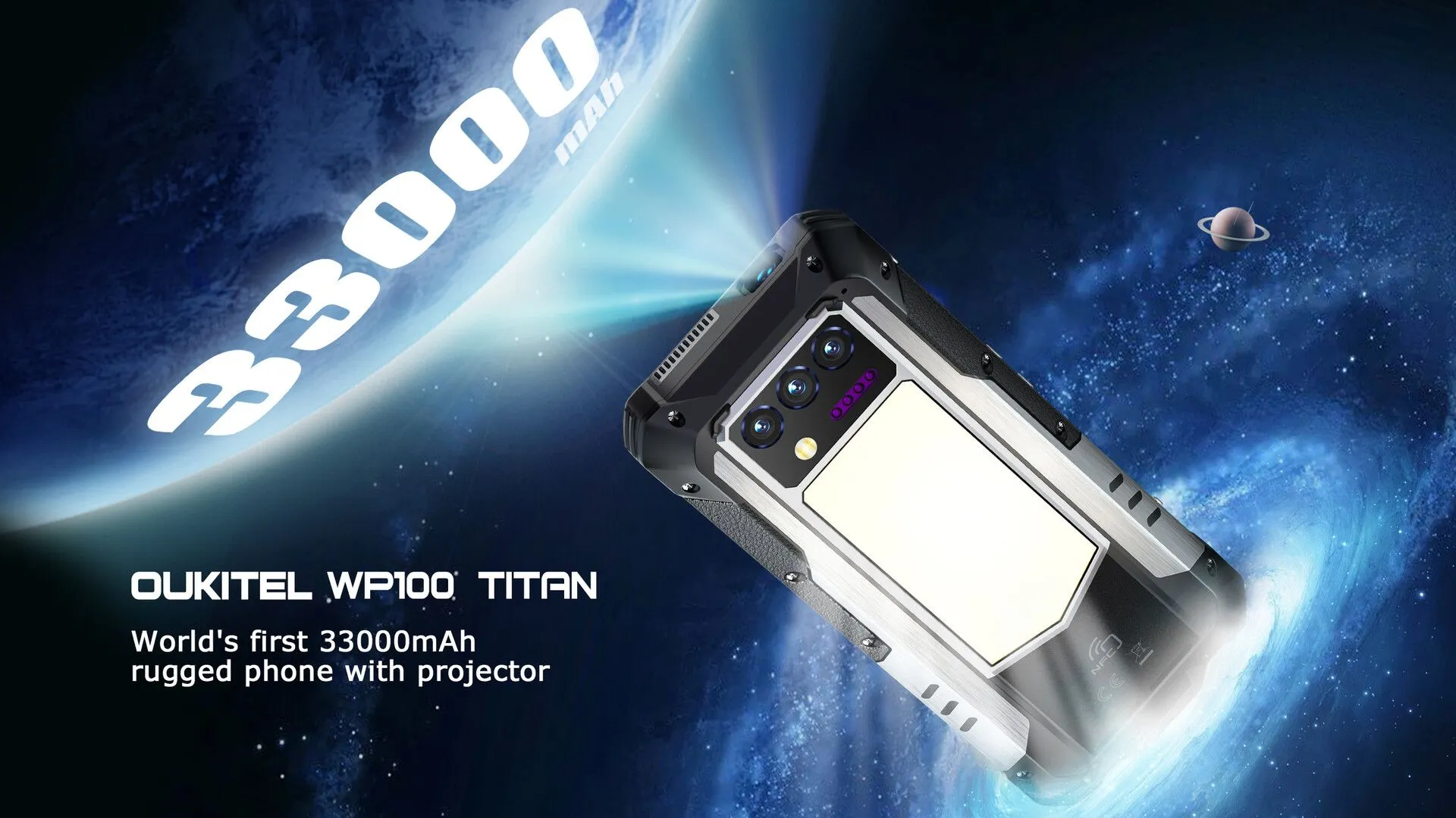 Oukitel WP100 Titan: a rugged phone with a 33,000 mAh battery and a projector