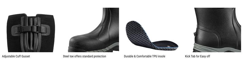 TIDEWE Work Boots Puncture-Proof with Steel Toe & Shank, Waterproof Anti Slip Rubber Boots for men worker, 6mm Neoprene Outdoor Boots Boy Footwear Walking Shoes Comfort Rain Shoes for Men steel toe boot men s boots work Closed Onyx