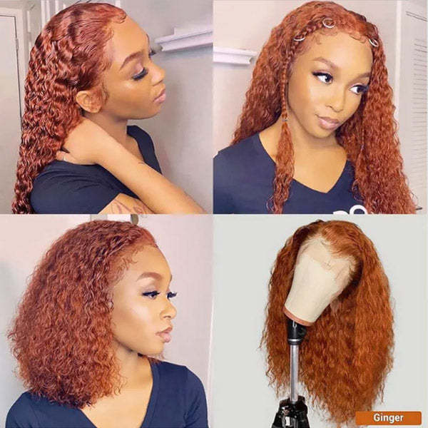 Ginger Human Hair Lace Front Wigs Ginger Orange Deep Wave 13x4 4x4 Transparent Lace Front Wigs Real Hair Wigs