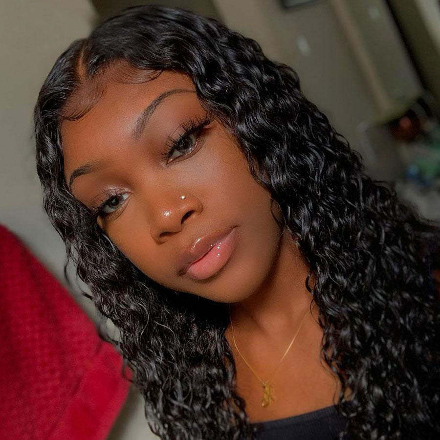 4*4 Lace Closure Wig Water Wave Human Hair Wigs Ocean Wave Wet Wavy Preplucked Wigs with Baby Hair