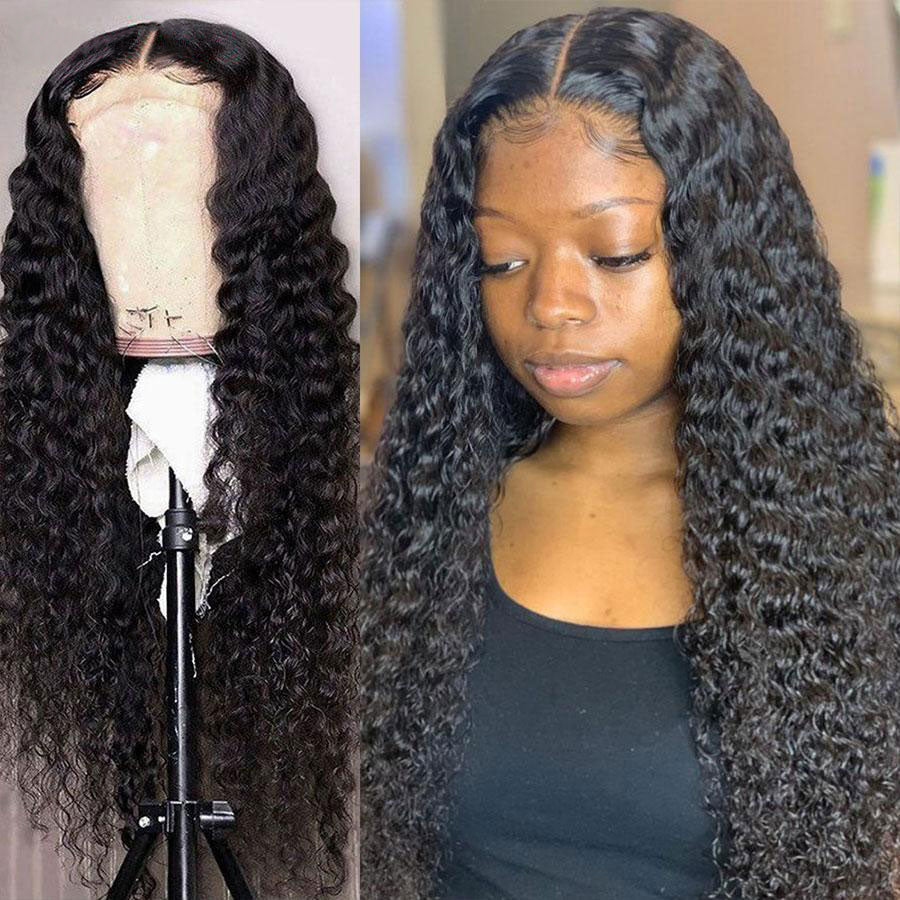 4*4 Lace Closure Wig Water Wave Human Hair Wigs Ocean Wave Wet Wavy Preplucked Wigs with Baby Hair
