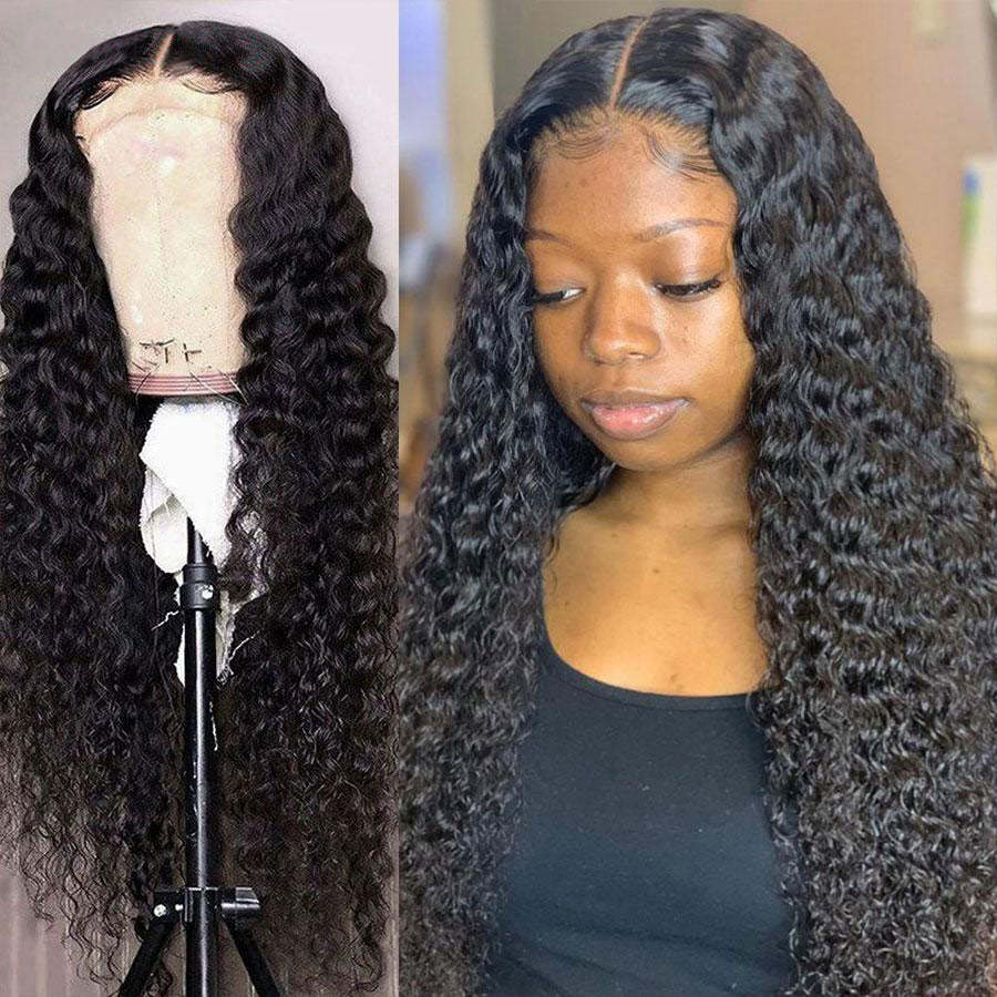 4*4 Lace Closure Wig Water Wave Human Hair Wigs Ocean Wave Wet Wavy Preplucked Wigs with Baby Hair